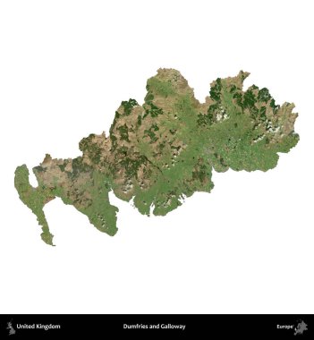 Dumfries ve Galloway. Birleşik Krallık 'ın idari alanı B uydusundaki görüntülerde beyaza izole edildi