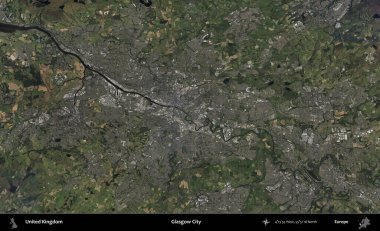 Glasgow Şehri. B uydusunun görüntülerine göre Birleşik Krallık 'ın idari alanı