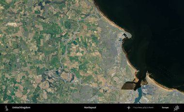Hartlepool 'da. Birleşik Krallık 'ın B uydusu görüntülerinde özetlenmiş idari alanı