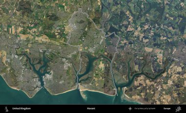 Havant. Birleşik Krallık 'ın B uydusu görüntülerinde özetlenmiş idari alanı