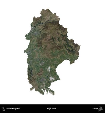Yüksek Tepe. Birleşik Krallık 'ın idari alanı B uydusundaki görüntülerde beyaza izole edildi