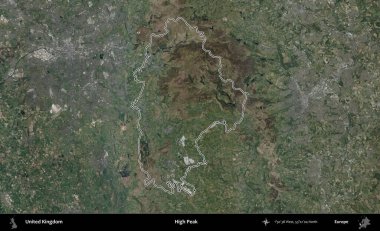 Yüksek Tepe. Birleşik Krallık 'ın B uydusu görüntülerinde özetlenmiş idari alanı