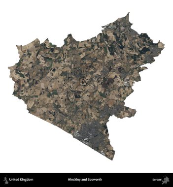 Hinckley ve Bosworth. Birleşik Krallık 'ın idari alanı B uydusundaki görüntülerde beyaza izole edildi