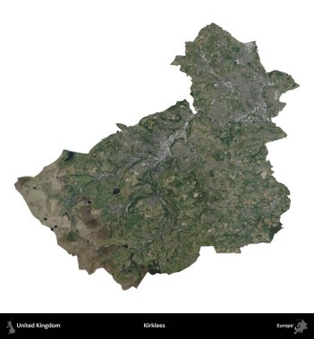 Kirklees. Birleşik Krallık 'ın idari alanı B uydusundaki görüntülerde beyaza izole edildi