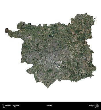 Leeds. Birleşik Krallık 'ın idari alanı B uydusundaki görüntülerde beyaza izole edildi