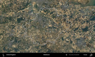Maidstone. Birleşik Krallık 'ın B uydusu görüntülerinde özetlenmiş idari alanı