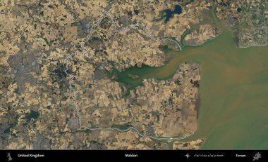 Maldon. Birleşik Krallık 'ın B uydusu görüntülerinde özetlenmiş idari alanı