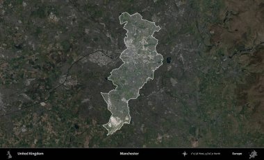 Manchester mı? Birleşik Krallık 'ın idari alanı karartılmış bir B uydusu görüntüsüyle vurgulanmış ve özetlenmiştir