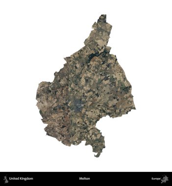 Melton. Birleşik Krallık 'ın idari alanı B uydusundaki görüntülerde beyaza izole edildi