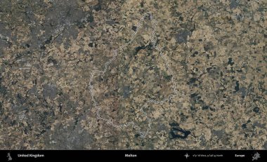 Melton. Birleşik Krallık 'ın B uydusu görüntülerinde özetlenmiş idari alanı