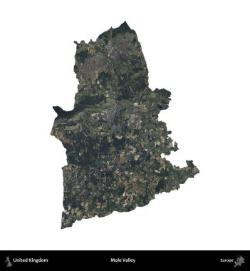 Köstebek Vadisi. Birleşik Krallık 'ın idari alanı B uydusundaki görüntülerde beyaza izole edildi