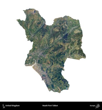 Talbot Limanı 'nın yanında. Birleşik Krallık 'ın idari alanı B uydusundaki görüntülerde beyaza izole edildi