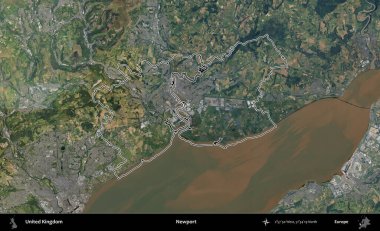 Newport. Birleşik Krallık 'ın B uydusu görüntülerinde özetlenmiş idari alanı