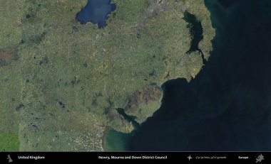 Newry, Mourne ve Down Bölge Konseyi. B uydusunun görüntülerine göre Birleşik Krallık 'ın idari alanı