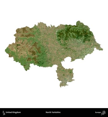 Kuzey Yorkshire. Birleşik Krallık 'ın idari alanı B uydusundaki görüntülerde beyaza izole edildi