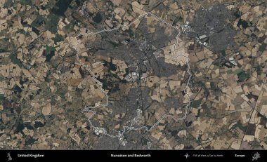 Nuneaton ve Bedworth. Birleşik Krallık 'ın B uydusu görüntülerinde özetlenmiş idari alanı