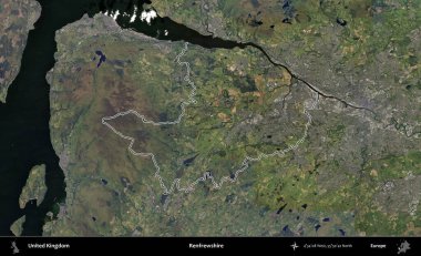 Renfrewshire 'da. Birleşik Krallık 'ın B uydusu görüntülerinde özetlenmiş idari alanı