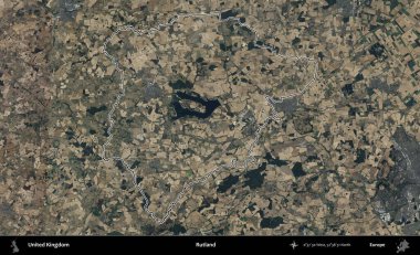 Rutland. Birleşik Krallık 'ın B uydusu görüntülerinde özetlenmiş idari alanı