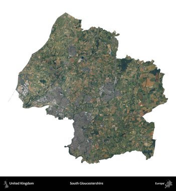 Güney Gloucestershire. Birleşik Krallık 'ın idari alanı B uydusundaki görüntülerde beyaza izole edildi