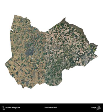 Güney Hollanda. Birleşik Krallık 'ın idari alanı B uydusundaki görüntülerde beyaza izole edildi