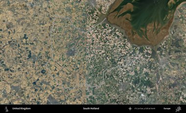 Güney Hollanda. Birleşik Krallık 'ın B uydusu görüntülerinde özetlenmiş idari alanı