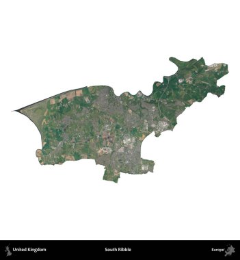 Güney Ribble. Birleşik Krallık 'ın idari alanı B uydusundaki görüntülerde beyaza izole edildi