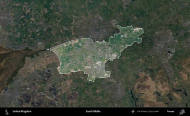 Güney Ribble. Birleşik Krallık 'ın idari alanı karartılmış bir B uydusu görüntüsüyle vurgulanmış ve özetlenmiştir