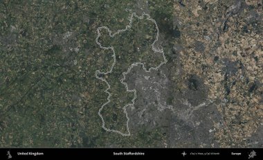 Güney Staffordshire. Birleşik Krallık 'ın B uydusu görüntülerinde özetlenmiş idari alanı