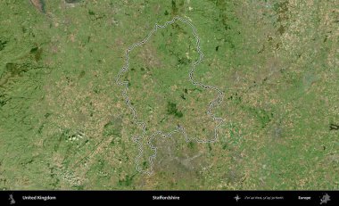 Staffordshire 'da. Birleşik Krallık 'ın B uydusu görüntülerinde özetlenmiş idari alanı