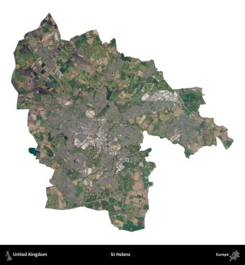 Aziz Helens. Birleşik Krallık 'ın idari alanı B uydusundaki görüntülerde beyaza izole edildi