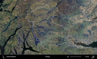Stirling. Birleşik Krallık 'ın B uydusu görüntülerinde özetlenmiş idari alanı