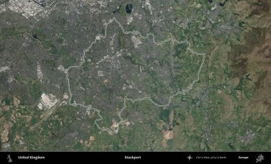 - Stockport. Birleşik Krallık 'ın B uydusu görüntülerinde özetlenmiş idari alanı