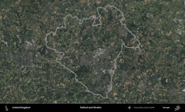 Telford ve Wrekin. Birleşik Krallık 'ın B uydusu görüntülerinde özetlenmiş idari alanı