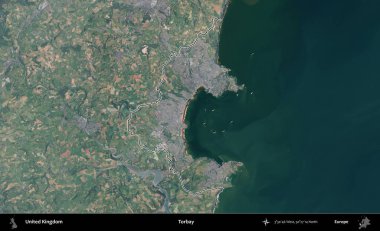 Torbay. Birleşik Krallık 'ın B uydusu görüntülerinde özetlenmiş idari alanı