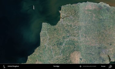 Torridge. Birleşik Krallık 'ın B uydusu görüntülerinde özetlenmiş idari alanı