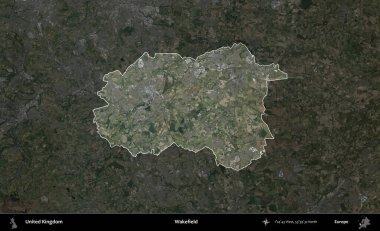 Wakefield 'da. Birleşik Krallık 'ın idari alanı karartılmış bir B uydusu görüntüsüyle vurgulanmış ve özetlenmiştir
