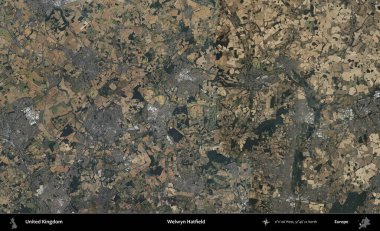 Welwyn Hatfield. B uydusunun görüntülerine göre Birleşik Krallık 'ın idari alanı