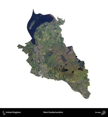 Batı Dunbartonshire. Birleşik Krallık 'ın idari alanı B uydusundaki görüntülerde beyaza izole edildi