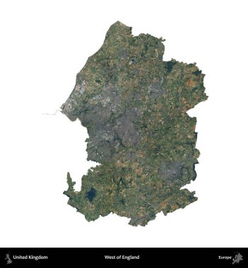 İngiltere 'nin batısında. Birleşik Krallık 'ın idari alanı B uydusundaki görüntülerde beyaza izole edildi