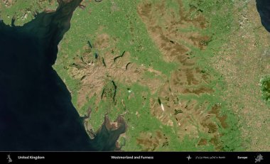 Westmorland ve Furness. B uydusunun görüntülerine göre Birleşik Krallık 'ın idari alanı