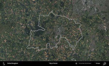 Wyre Ormanı. Birleşik Krallık 'ın B uydusu görüntülerinde özetlenmiş idari alanı