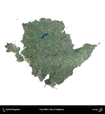 Anglesey 'li Ynys Mon Adası. B uydusunun görüntülerine göre Birleşik Krallık 'ın idari alanı