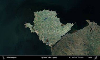 Anglesey 'li Ynys Mon Adası. B uydusunun görüntülerine göre Birleşik Krallık 'ın idari alanı