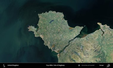 Anglesey 'li Ynys Mon Adası. B uydusunun görüntülerine göre Birleşik Krallık 'ın idari alanı