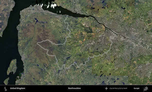 Renfrewshire 'da. Birleşik Krallık 'ın B uydusu görüntülerinde özetlenmiş idari alanı