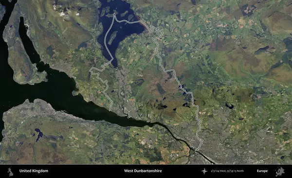 Batı Dunbartonshire. Birleşik Krallık 'ın B uydusu görüntülerinde özetlenmiş idari alanı