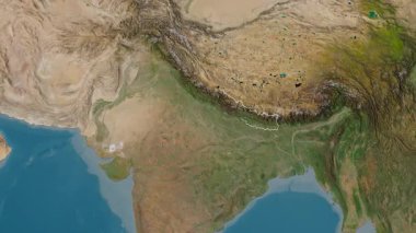 Nepal haritası - süzül. Sınır. Uydu.