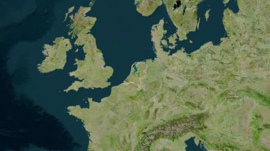 Hollanda haritası - zoom. Sınır. Uydu.