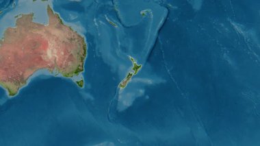 Yeni Zelanda haritası. Sınır. Uydu.