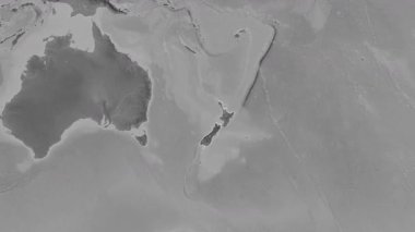 Yeni Zelanda haritası - süzül. Sınır. Gri Tonlama.